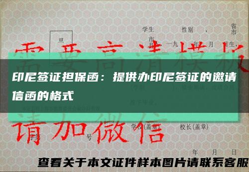 印尼签证担保函：提供办印尼签证的邀请信函的格式缩略图