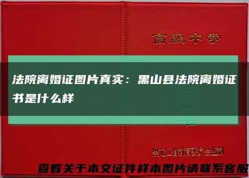 法院离婚证图片真实：黑山县法院离婚证书是什么样缩略图