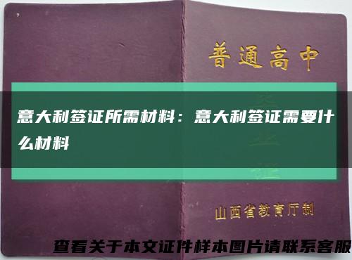 意大利签证所需材料：意大利签证需要什么材料缩略图