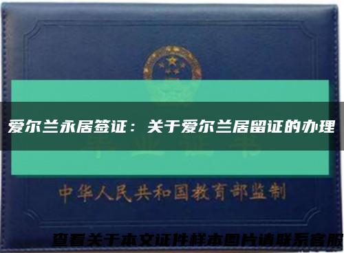 爱尔兰永居签证：关于爱尔兰居留证的办理缩略图