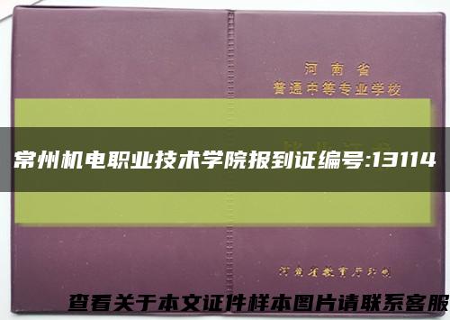 常州机电职业技术学院报到证编号:13114缩略图