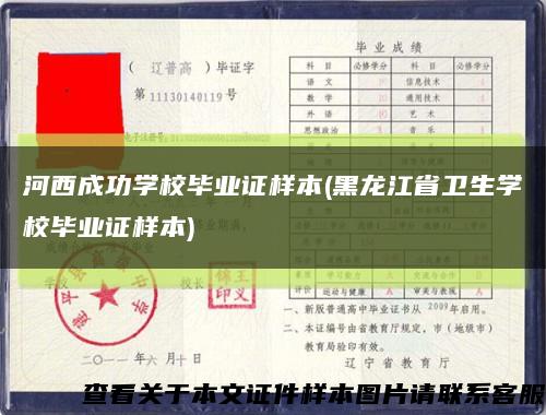 河西成功学校毕业证样本(黑龙江省卫生学校毕业证样本)缩略图
