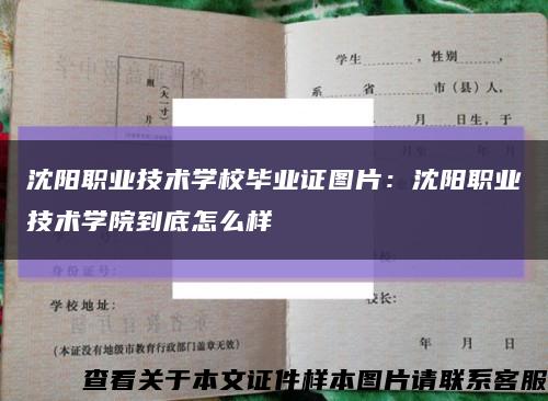 沈阳职业技术学校毕业证图片：沈阳职业技术学院到底怎么样缩略图