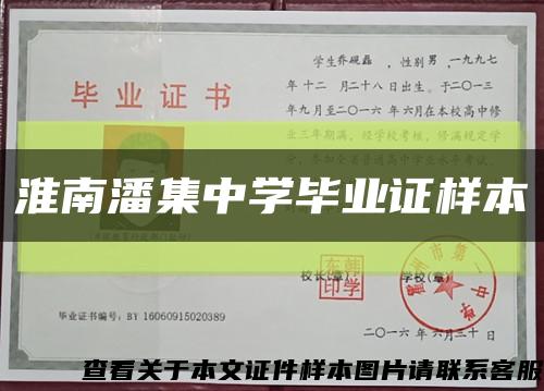 淮南潘集中学毕业证样本缩略图