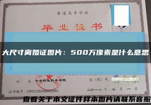 大尺寸离婚证图片：500万像素是什么意思缩略图