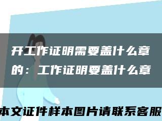 开工作证明需要盖什么章的：工作证明要盖什么章缩略图