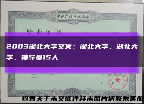 2003湖北大学文凭：湖北大学、湖北大学、辅导员15人缩略图