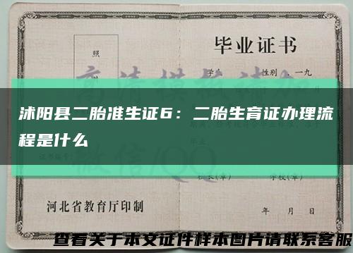 沭阳县二胎准生证6：二胎生育证办理流程是什么缩略图