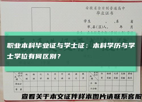 职业本科毕业证与学士证：本科学历与学士学位有何区别？缩略图