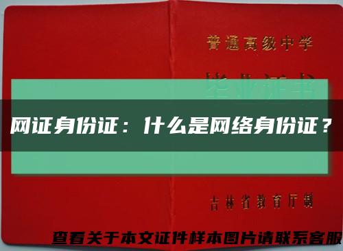 网证身份证：什么是网络身份证？缩略图