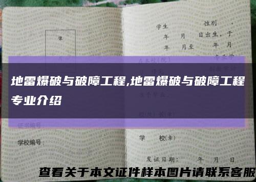 地雷爆破与破障工程,地雷爆破与破障工程专业介绍缩略图