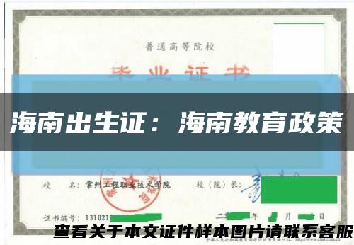 海南出生证：海南教育政策缩略图