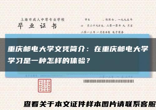 重庆邮电大学文凭简介：在重庆邮电大学学习是一种怎样的体验？缩略图