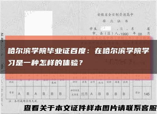 哈尔滨学院毕业证百度：在哈尔滨学院学习是一种怎样的体验？缩略图