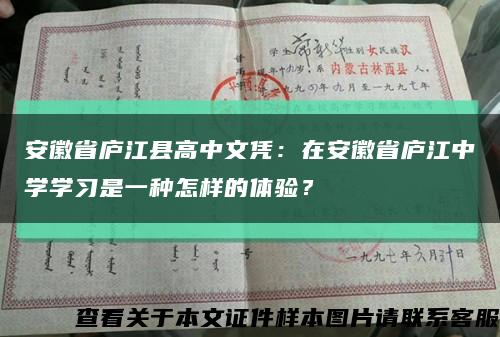 安徽省庐江县高中文凭：在安徽省庐江中学学习是一种怎样的体验？缩略图