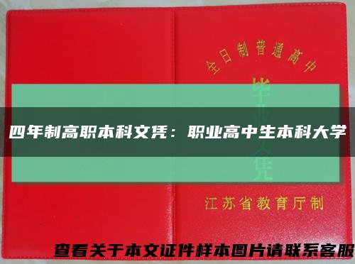 四年制高职本科文凭：职业高中生本科大学缩略图