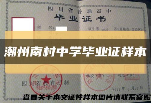 潮州南村中学毕业证样本缩略图