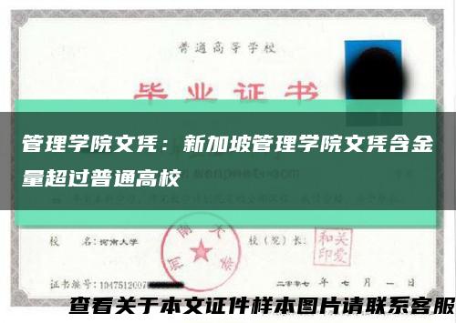 管理学院文凭：新加坡管理学院文凭含金量超过普通高校缩略图