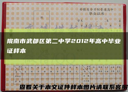 陇南市武都区第二中学2012年高中毕业证样本缩略图