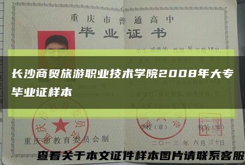 长沙商贸旅游职业技术学院2008年大专毕业证样本缩略图