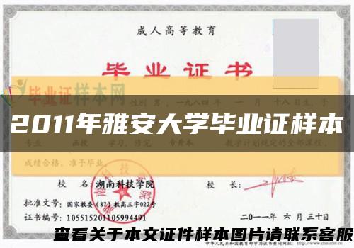 2011年雅安大学毕业证样本缩略图