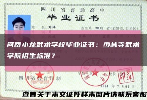 河南小龙武术学校毕业证书：少林寺武术学院招生标准？缩略图