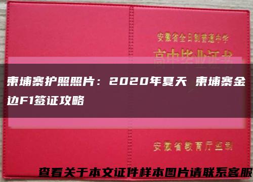 柬埔寨护照照片：2020年夏天 柬埔寨金边F1签证攻略缩略图