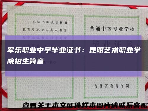 军乐职业中学毕业证书：昆明艺术职业学院招生简章缩略图