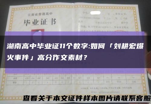 湖南高中毕业证11个数字:如何「刘耕宏爆火事件」高分作文素材？缩略图