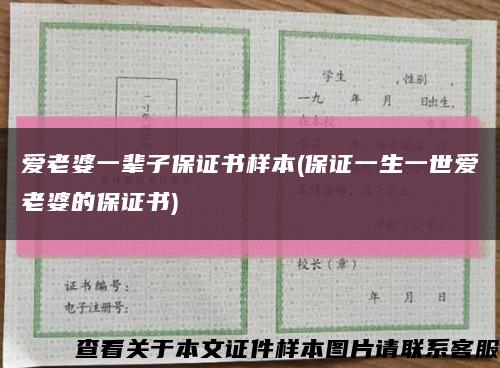 爱老婆一辈子保证书样本(保证一生一世爱老婆的保证书)缩略图