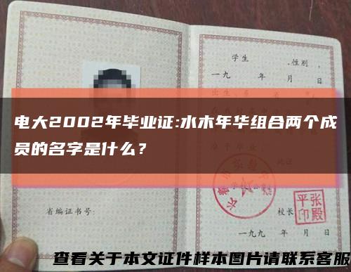 电大2002年毕业证:水木年华组合两个成员的名字是什么？缩略图