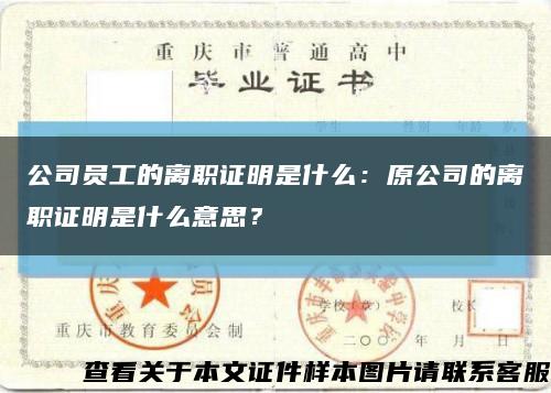 公司员工的离职证明是什么：原公司的离职证明是什么意思？缩略图