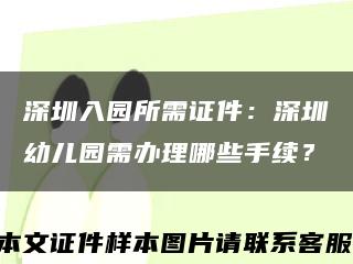 深圳入园所需证件：深圳幼儿园需办理哪些手续？缩略图