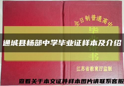 通城县杨部中学毕业证样本及介绍缩略图