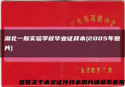 湖北一般实验学校毕业证样本(2005年照片)缩略图