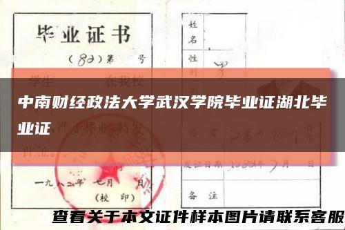 中南财经政法大学武汉学院毕业证湖北毕业证缩略图