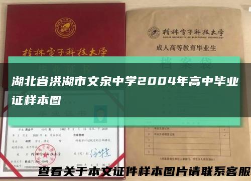 湖北省洪湖市文泉中学2004年高中毕业证样本图缩略图