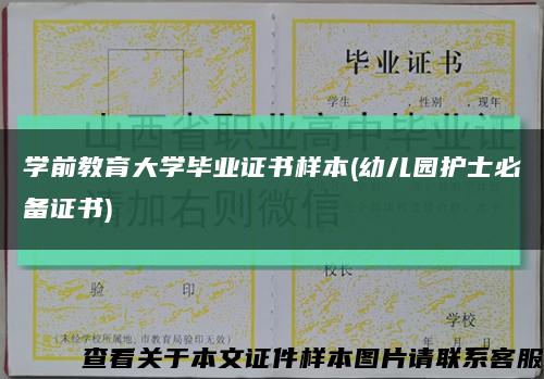 学前教育大学毕业证书样本(幼儿园护士必备证书)缩略图