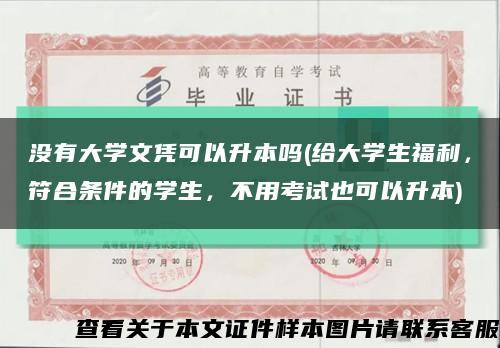 没有大学文凭可以升本吗(给大学生福利，符合条件的学生，不用考试也可以升本)缩略图