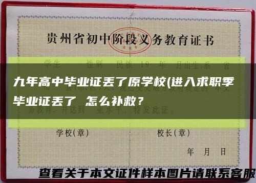 九年高中毕业证丢了原学校(进入求职季 毕业证丢了 怎么补救？缩略图