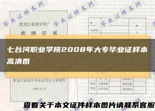 七台河职业学院2008年大专毕业证样本高清图缩略图