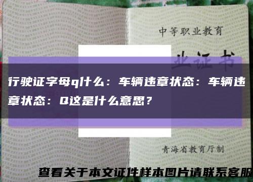 行驶证字母q什么：车辆违章状态：车辆违章状态：Q这是什么意思？缩略图