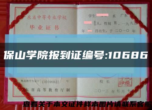 保山学院报到证编号:10686缩略图