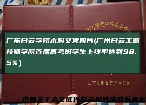 广东白云学院本科文凭图片(广州白云工商技师学院首届高考班学生上线率达到98.5%）缩略图