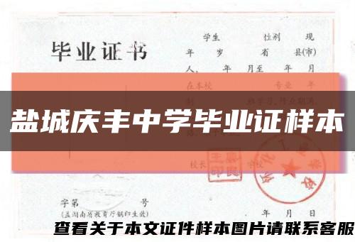 盐城庆丰中学毕业证样本缩略图