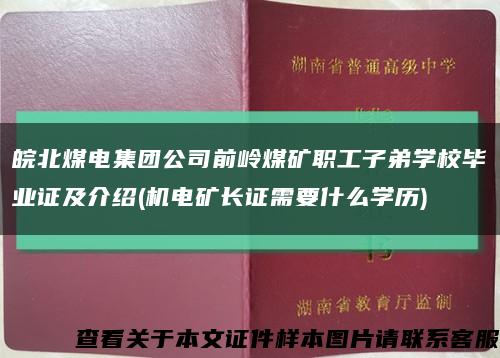 皖北煤电集团公司前岭煤矿职工子弟学校毕业证及介绍(机电矿长证需要什么学历)缩略图