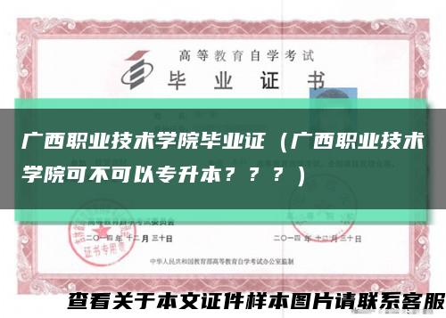 广西职业技术学院毕业证（广西职业技术学院可不可以专升本？？？）缩略图