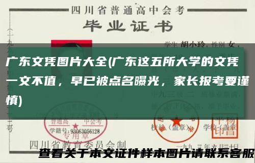 广东文凭图片大全(广东这五所大学的文凭一文不值，早已被点名曝光，家长报考要谨慎)缩略图