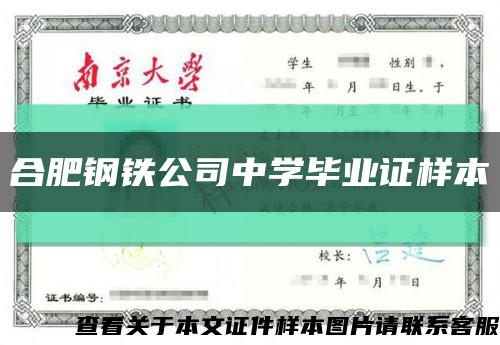 合肥钢铁公司中学毕业证样本缩略图