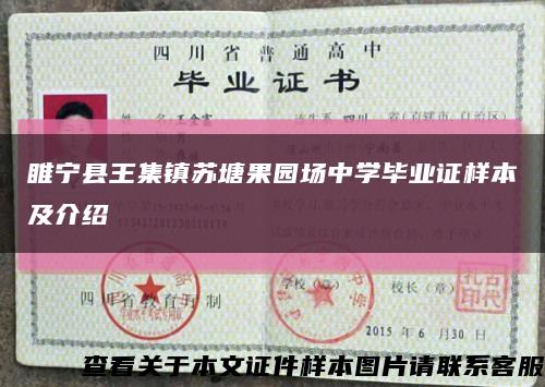 睢宁县王集镇苏塘果园场中学毕业证样本及介绍缩略图